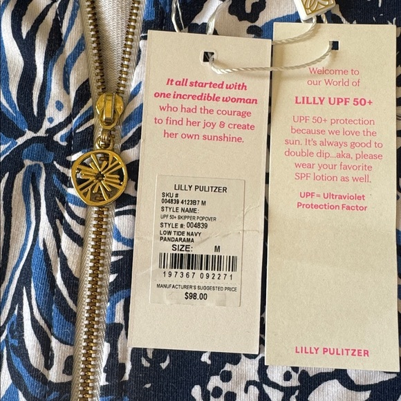 Lilly Pulitzer UPF 50+ Skipper Popover Low Tide Navy Pandarama M - Picture 9 of 12